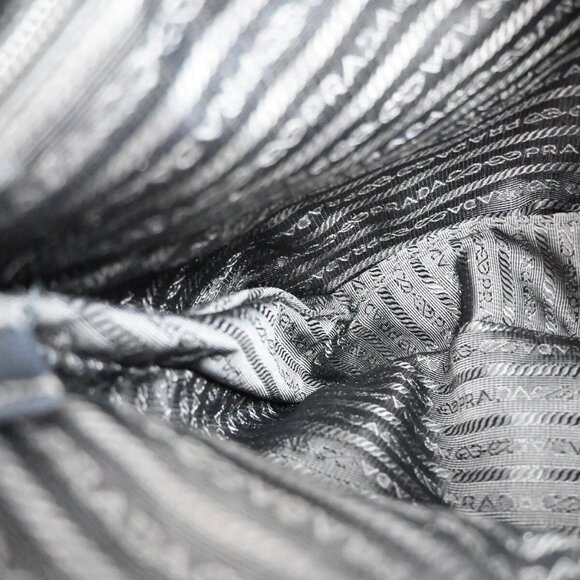 PRADA MILANO Logo Tessuto Shoulder Bag Nylon Leather Black Silver Italy 64EF077 - Picture 14 of 16